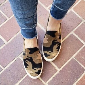 Sanctuary Dashing Camo Camouflage Patchwork Sip On Sneakers Suede Leather Sz 8.5